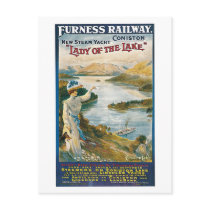 Vintage Coniston Water, Furness railway travel ad Postcards