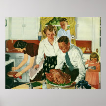 Vintage Cooking Thanksgiving Dinner in the Kitchen Print