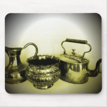 Vintage Copper and Brass Tea Pots Mousepad