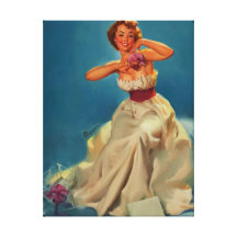 Vintage Corsage Prom Gil Elvgren Pinup Girl Canvas Stretched Canvas Print