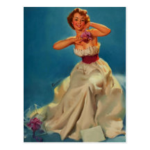 Vintage Corsage Prom Gil Elvgren Pinup Girl Post Card