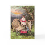 Vintage Country Dairy Farm Girl Greeting Card