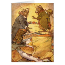 Vintage Country Mouse, City Mouse Aesop's Fable Card