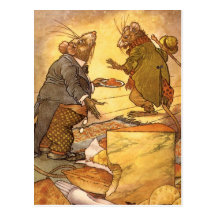 Vintage Country Mouse, City Mouse Aesop's Fable Post Cards