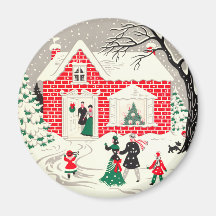 Vintage Countryside Greetings Round Magnet