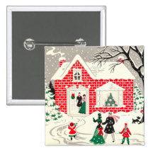 Vintage Countryside Greetings Square Button