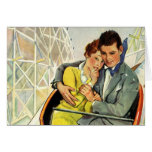 Vintage Couple on a Roller Coaster Ride Greeting Card