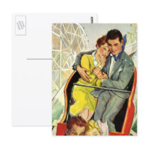 Vintage Couple on a Roller Coaster Ride Postcards