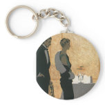 Vintage Couple Out for an Elegant Dinner keychains