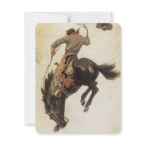 Vintage Cowboy on a Bucking Bronco Horse Announcement