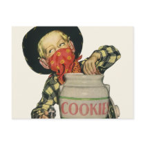 Vintage Cowboy with His Hand in the Cookie Jar Post Card