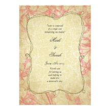 Vintage Crackled Pink Cherry Blossoms Program Invite