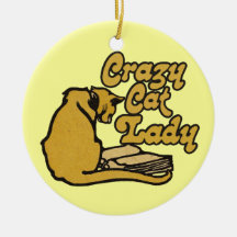 Vintage Crazy Cat Lady Christmas Tree Ornaments