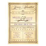 Vintage Cream & Brown Poster Wedding Invitation