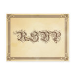 Vintage Cream & Brown Poster Wedding RSVP postcards