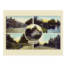 Vintage Crewe Cheshire multiview Post Card