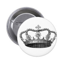 Vintage Crown Black and White Button