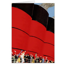 Vintage Cruise Ship Passengers Waving Goodbye Card