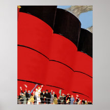 Vintage Cruise Ship Passengers Waving Goodbye Posters