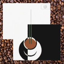 Vintage Cup of Coffee; Black and White Art Deco Postcard