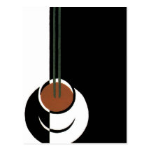 Vintage Cup of Coffee; Black and White Art Deco Postcards