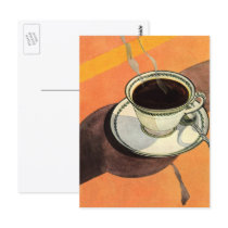 Vintage Cup of Coffee with Sauce and Spoon Postcards