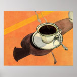 Vintage Cup of Coffee with Sauce and Spoon Posters