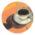 Vintage Cup of Coffee with Sauce and Spoon stickers