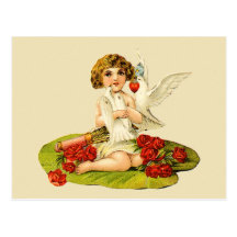 Vintage Cupid on Lily Pad Post Cards