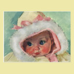 Vintage Cute Baby Girl Wearing a Fur Coat postcards