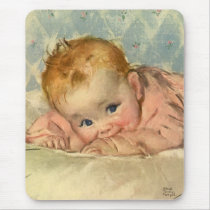 Vintage Cute Baby on a Blanket Mouse Pads