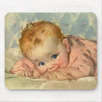 Vintage Cute Baby on a Blanket Mouse Pads