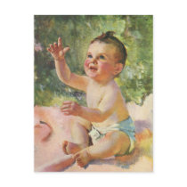 Vintage Cute Baby on a Pink Blanket Post Cards
