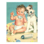 Vintage Cute Baby Phone and Dog Baby Shower Personalised Announcements