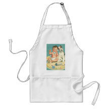 Vintage Cute Baby Talking on Phone Puppy Dog Apron