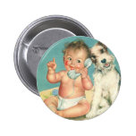 Vintage Cute Baby Talking on Phone Puppy Dog Pins