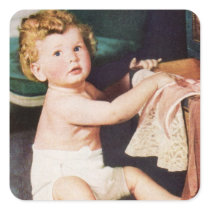 Vintage Cute Child Making a Mess Sticker
