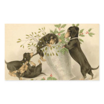 Vintage dachshund dogs christmas holiday sticker