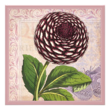 Vintage Dahlias Botanical Garden Party Personalized Invitation