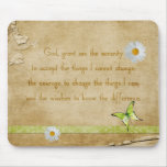 Vintage Daisies and Butterfly Serenity Prayer Mousepad