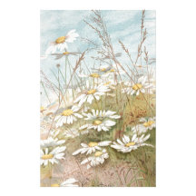 Vintage Daisies In A Field Easter Card Custom Stationery