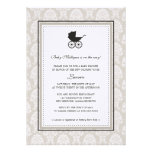 Vintage Damask Baby Carriage Baby Shower Personalised Invitations