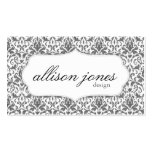 Vintage Damask Charcoal Grey Business Card