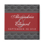 Vintage Damask Cranberry Wedding Favour Magnet