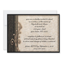 Vintage Damask Elegant Goth Wedding Invitation