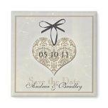 Vintage Damask Heart Monogram Wedding Magnet