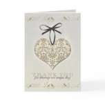 Vintage Damask Heart Wedding Thank You Card