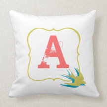 Vintage damask Monogram  Pillow