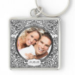 Vintage Damask Wedding Photo Key Chain keychains