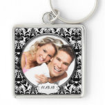 Vintage Damask Wedding Photo Key Chain keychains